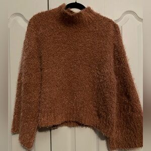 cupcakes & cashmere Fuzzy pink Turtleneck Sweater